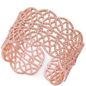 INC Crystal-Studded Filigree Rose Gold Ring
